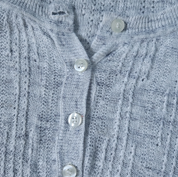 AMERICAN EAGLE Oatmeal Loose Knit Henley top Cotton Linen Blend XXS AE - Picture 5 of 9